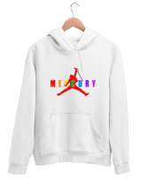 Mercury Queen Beyaz Unisex Kapşonlu Sweatshirt - Thumbnail