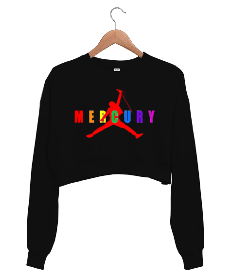 Tisho - Mercury Queen Siyah Kadın Crop Sweatshirt