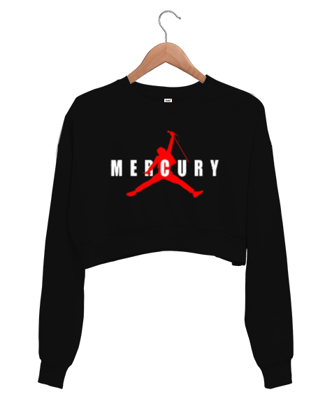 Tisho - Mercury Queen Siyah Kadın Crop Sweatshirt
