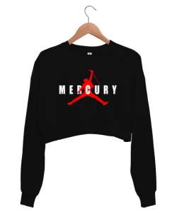 Mercury Queen Siyah Kadın Crop Sweatshirt