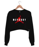 Mercury Queen Siyah Kadın Crop Sweatshirt - Thumbnail