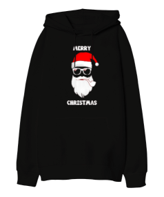 Merry Christmas Baskılı Oversize Unisex Kapüşonlu Sweatshirt