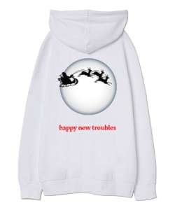 Merry Christmas Beyaz Oversize Unisex Kapüşonlu Sweatshirt