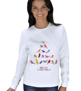 MERRY_CHRISTMAS_KUŞLAR KADIN SWEATSHIRT