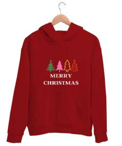  MERRY CHRISTMAS- MUTLU YILLAR Kırmızı Unisex Kapşonlu Sweatshirt