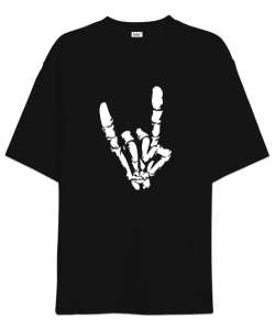 Metal Music Finger Siyah Oversize Unisex Tişört