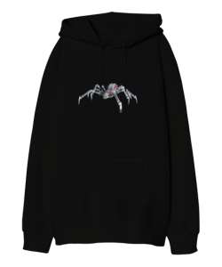 Metal Örümcek - Metal Spider Siyah Oversize Unisex Kapüşonlu Sweatshirt