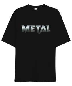 Metal Siyah Oversize Unisex Tişört