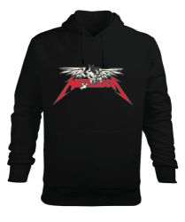 Metallica Heavy Metal Skull Wings Siyah Erkek Kapüşonlu Hoodie Sweatshirt