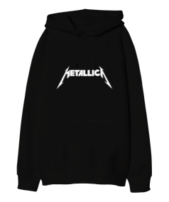 Metallica Heavy Metal Tasarım Baskılı Siyah Oversize Unisex Kapüşonlu Sweatshirt