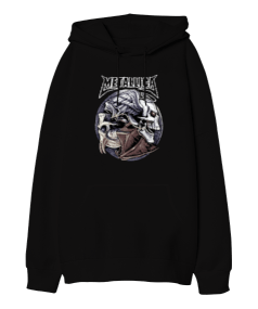 Metallica Rock Tasarım Baskılı Oversize Unisex Kapüşonlu Sweatshirt