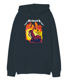 Metallica Tasarım Baskılı Oversize Unisex Kapüşonlu Sweatshirt