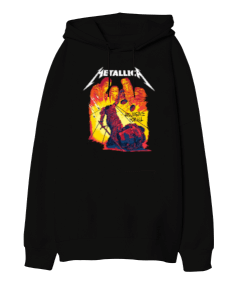 Metallica Tasarım Baskılı Oversize Unisex Kapüşonlu Sweatshirt