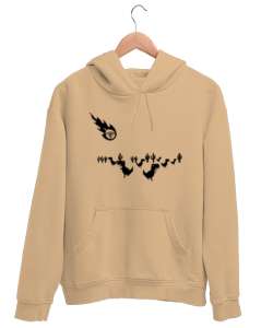 Meteor ve Kaçışan Dinozorlar - Göktaşı Camel Unisex Kapşonlu Sweatshirt