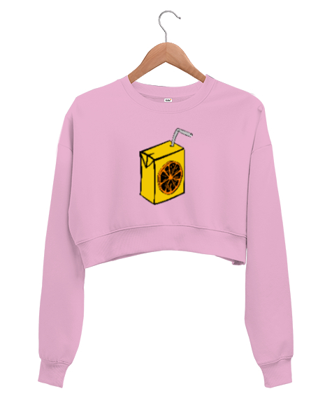 Meyve suyu Pembe Kadın Crop Sweatshirt