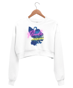 miami filamingosu Kadın Crop Sweatshirt