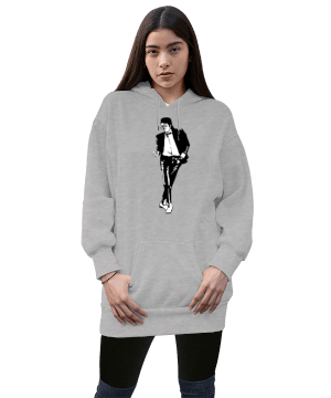 michael jackson Kadın Uzun Hoodie Kapüşonlu Sweatshirt