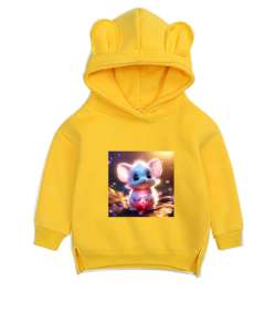 miki Sarı Unisex Çocuk Ayı Hoodie Kapşonlu