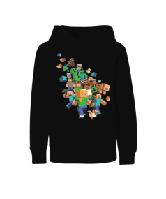 Mine craft Karakterli Kapşonlu Çocuk Unisex Hoodie Kapüşonlu