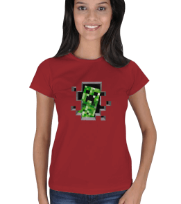 Minecraft Creeper Bayan T-Shirt Kadın Tişört