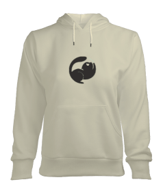 Minimalist Desenli Hoodie Kadın Kapşonlu Hoodie Sweatshirt