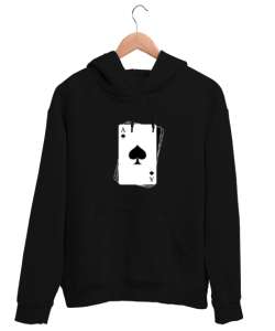 Minimalist Kart Siyah Unisex Kapşonlu Sweatshirt