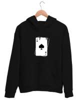 Minimalist Kart Siyah Unisex Kapşonlu Sweatshirt - Thumbnail