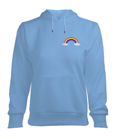 Minimalist Rainbow Desenli Hoodie Kadın Kapşonlu Hoodie Sweatshirt