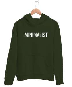 Minimalist yazılı Haki Yeşili Unisex Kapşonlu Sweatshirt