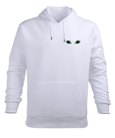 Minimalist Yeşil Kedi Gözleri Erkek Kapüşonlu Hoodie Sweatshirt