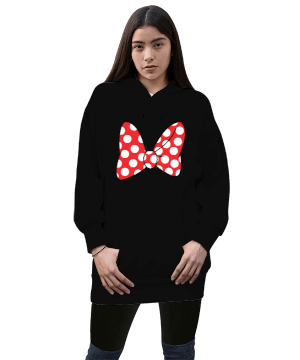 Minnie kurdelesi baskılı kız Kadın Uzun Hoodie Kapüşonlu Sweatshirt