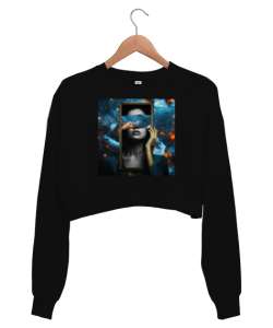 Mirror mirror Siyah Kadın Crop Sweatshirt