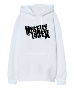 MISERY INDEX Beyaz Oversize Unisex Kapüşonlu Sweatshirt