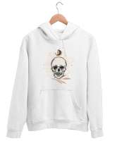 Mistik Kafatası - Skull Beyaz Unisex Kapşonlu Sweatshirt - Thumbnail