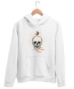 Mistik Kafatası - Skull Beyaz Unisex Kapşonlu Sweatshirt