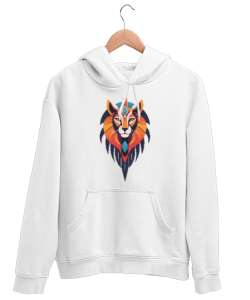 mitoloji sekhmet Beyaz Unisex Kapşonlu Sweatshirt