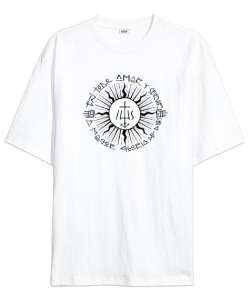 Mitoloji Tarihi Dini Semboller - Religious Symbol Beyaz Oversize Unisex Tişört