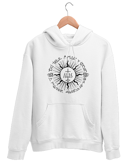 Tisho - Mitoloji Tarihi Dini Semboller - Religious Symbol Beyaz Unisex Kapşonlu Sweatshirt