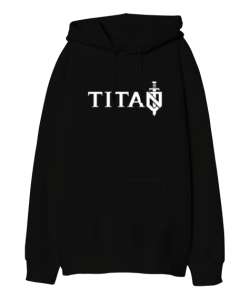 Mitoloji - Titan Siyah Oversize Unisex Kapüşonlu Sweatshirt