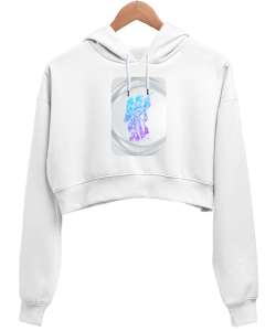 mitolojik heykel Beyaz Kadın Crop Hoodie Kapüşonlu Sweatshirt