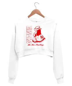 Mitski Be The Cowboy Beyaz Kadın Crop Sweatshirt