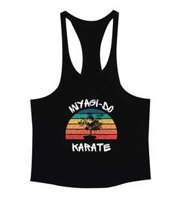 Miyagi-Do Karate Kid Bonsai Siyah Erkek Tank Top Atlet