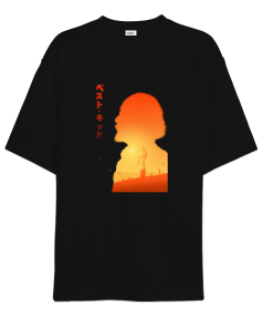 Miyagi Silüet Karate Kid Baskılı Siyah Oversize Unisex Tişört