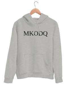 MKODQ yazılı özel kıyafet Gri Unisex Kapşonlu Sweatshirt