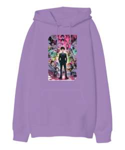 Mob Psycho 100 Lila Oversize Unisex Kapüşonlu Sweatshirt