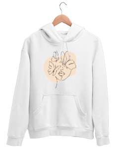 modern çizgiler Beyaz Unisex Kapşonlu Sweatshirt