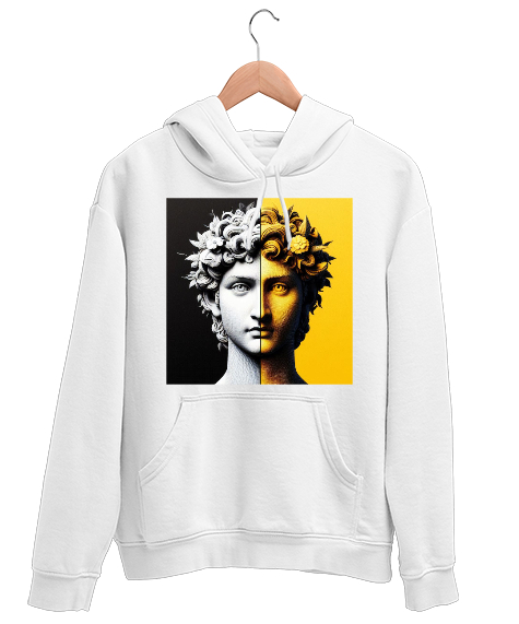 Tisho - Modern Gods Koleksiyonu : Apollo Beyaz Unisex Kapşonlu Sweatshirt