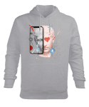 modern heykel Gri Erkek Kapüşonlu Hoodie Sweatshirt