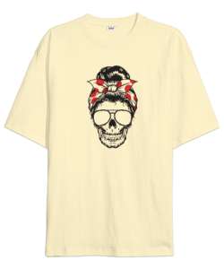 Mom Head Skull Krem Oversize Unisex Tişört