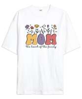 Mom heart of the family Beyaz Oversize Unisex Tişört - Thumbnail